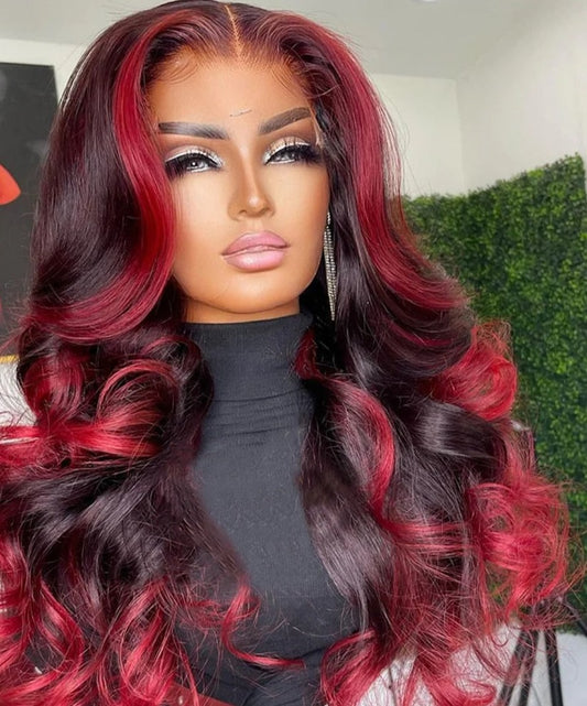 Burgundy Body Wave Highlight 13x6 Lace Frontal Wig